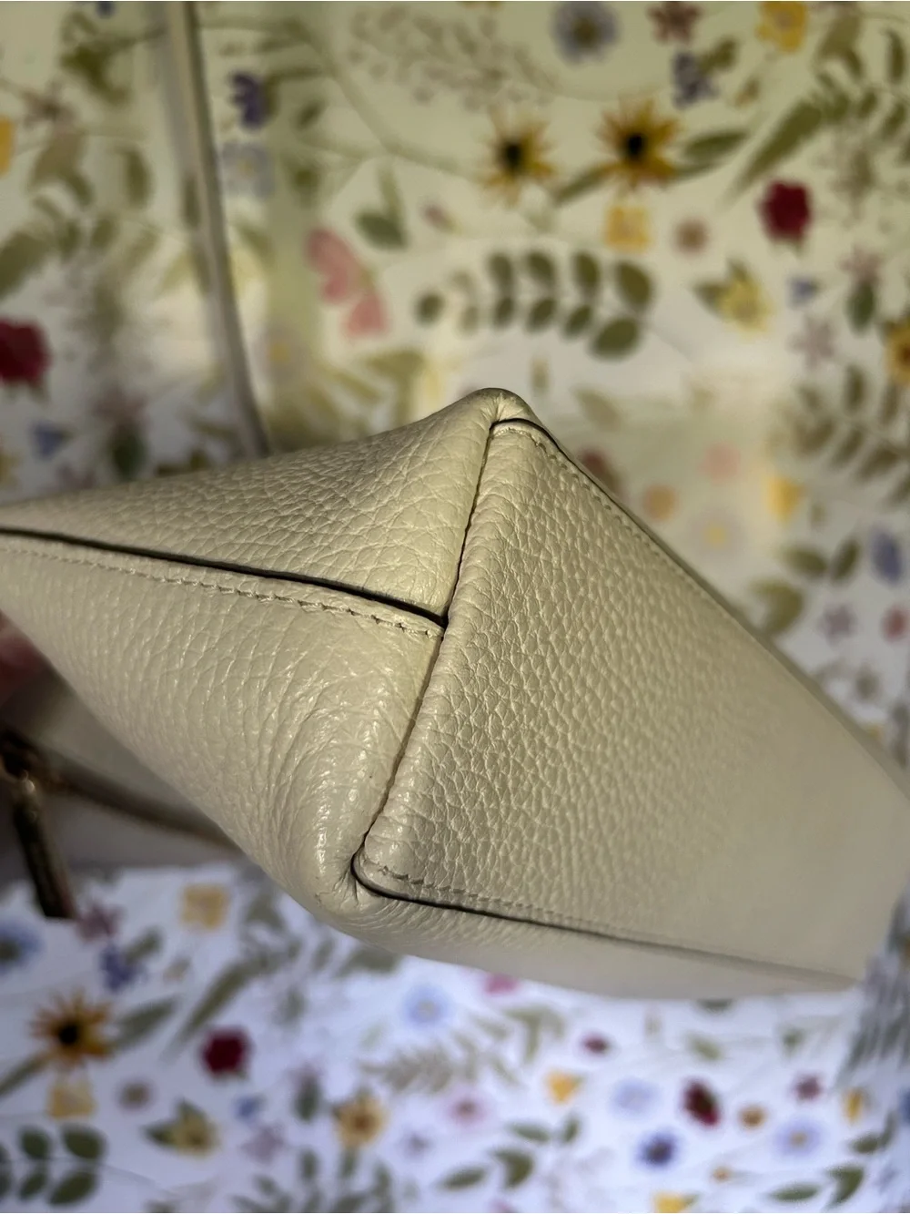 kate spade Cream Pebbled Leather Crossbody with Front Zip